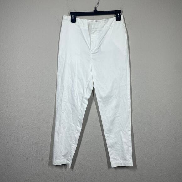 Eleventy Pants - Eleventy 29 High Rise Chino Straight Leg Pants White Cotton Blend Stretch